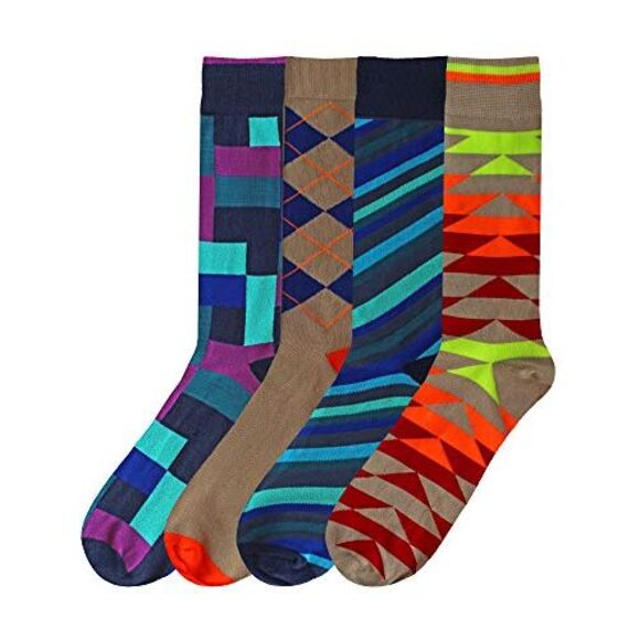 Mens Colorful 4-Pack Dress Socks - Picture 3 of 4